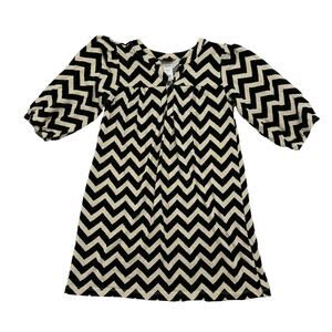 TEA COLLECTION Morocco Zig Zag Mini Dress Black Cream Size 5 Stretch #4S12152